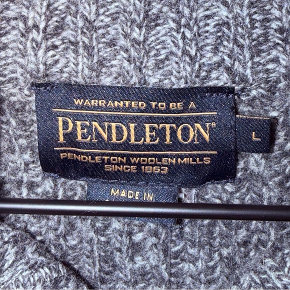 Pendleton Gray Sweater with Navy and Gold Stripes - Picture 2 of 3